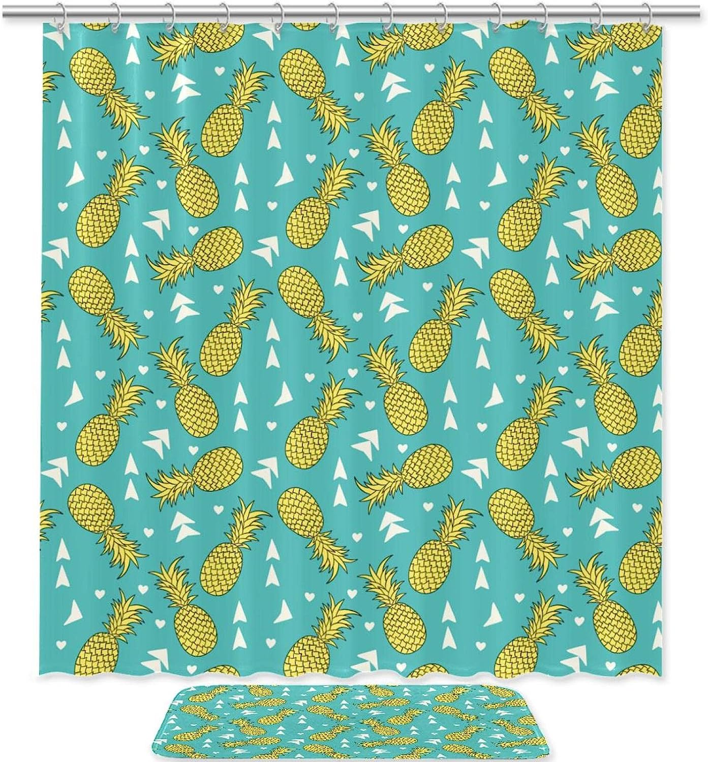 Vibrant Pineapples Pattern Waterproof Shower Curtain