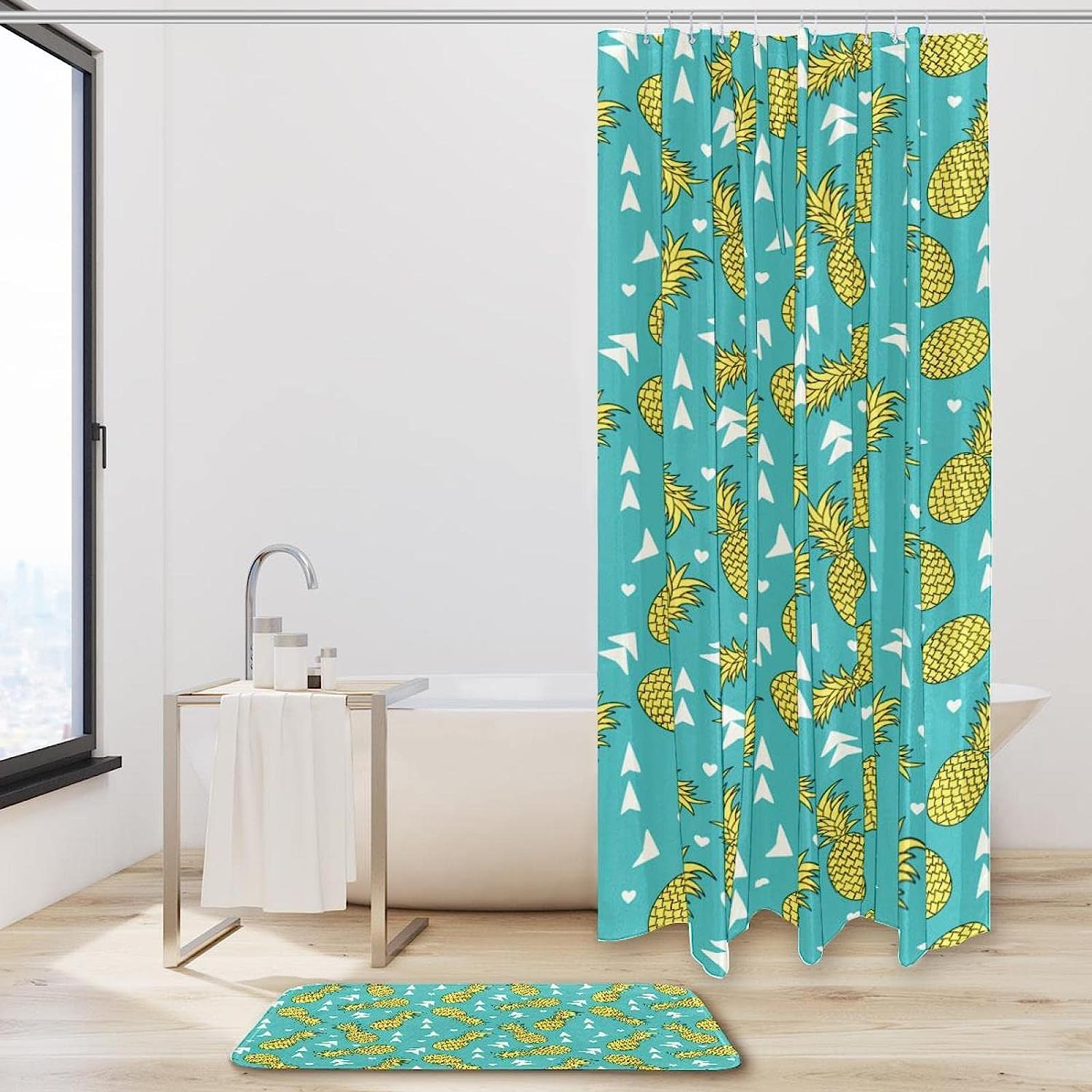 Vibrant Pineapples Pattern Waterproof Shower Curtain