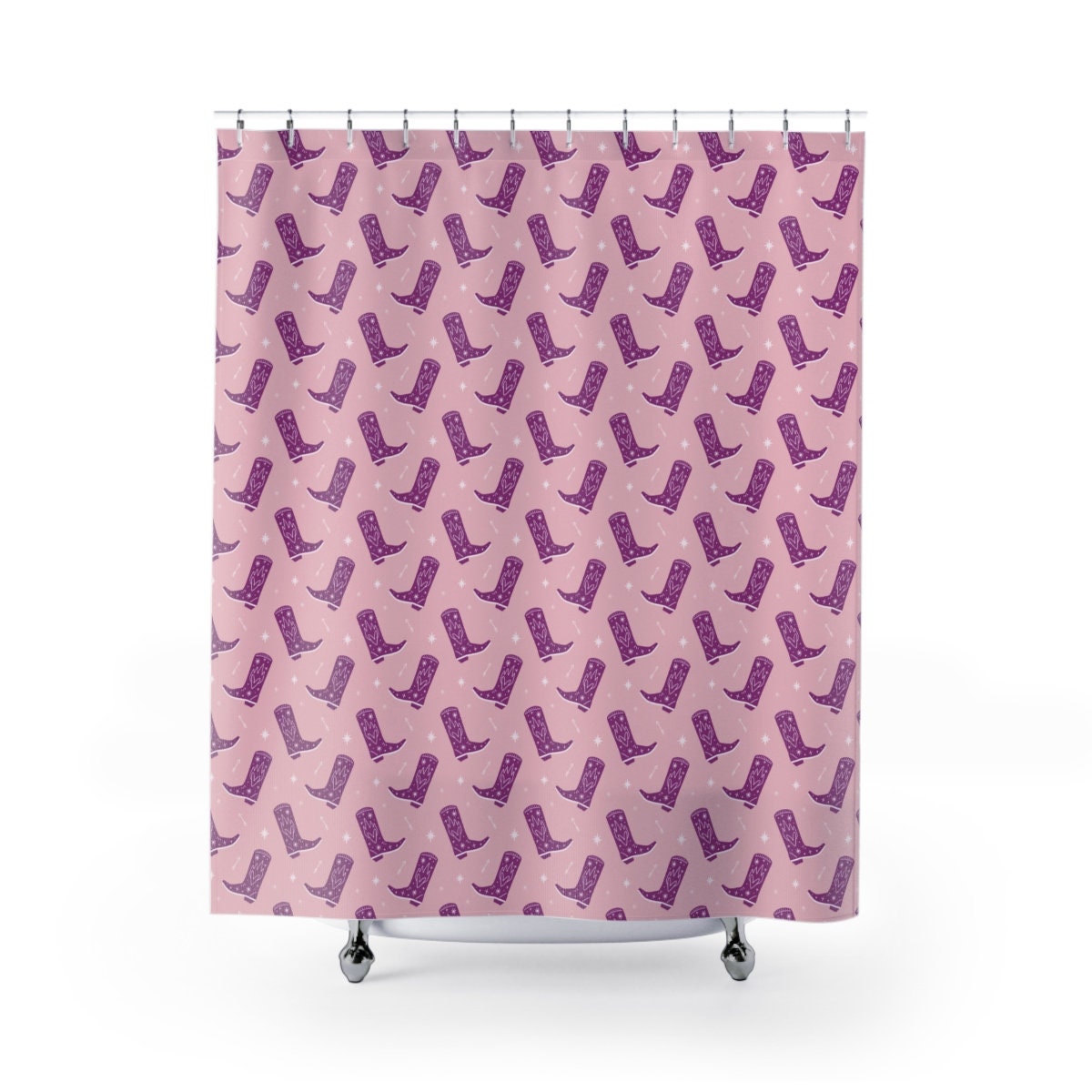 Vibrant Purple Boots Shower Curtain, Unique Bathroom Accessory