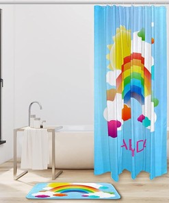 Vibrant Rainbow Clouds and Sun Shower Curtain for a Happy and Eye-Catching Bathroom