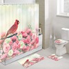 Vibrant Red Cardinal Bird And Rose Flower Shower Curtain