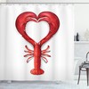 Vibrant Red Lobster Heart Print Shower Curtain for Seafood Lovers' Bathroom Decor
