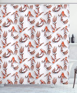 Vibrant Scene Of Ethnic Koi Fish Floating Shower Curtain