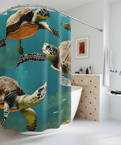 Vibrant Sea Turtle Shower Curtain for Tropical Bathroom Decor