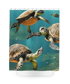 Vibrant Sea Turtle Shower Curtain for Tropical Bathroom Decor