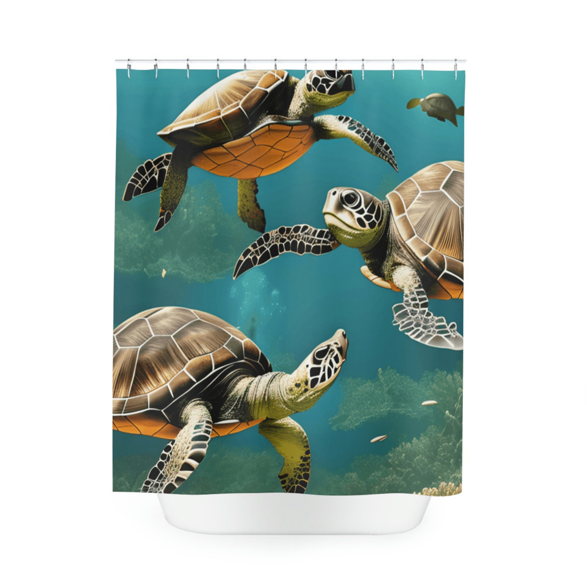 Vibrant Sea Turtle Shower Curtain for Tropical Bathroom Decor