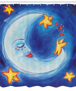 Vibrant Star Dance Moon Shower Curtain for Playful Bathroom Decor 