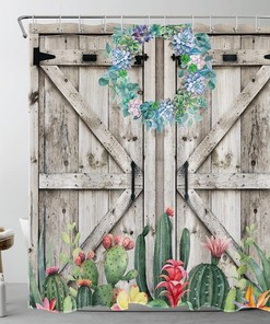 Vibrant Succulent and Floral Shower Curtain for Bathroom Decor