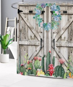 Vibrant Succulent and Floral Shower Curtain for Bathroom Decor