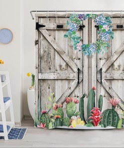 Vibrant Succulent and Floral Shower Curtain for Bathroom Decor
