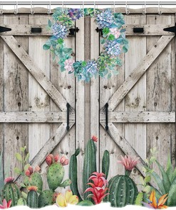 Vibrant Succulent and Floral Shower Curtain for Bathroom Decor