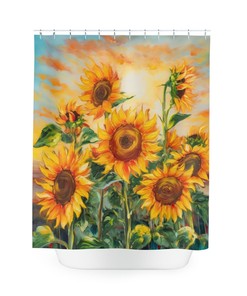 Vibrant Sunflower Field Kansas State Flower Shower Curtain for a Fiery Bathroom Decor