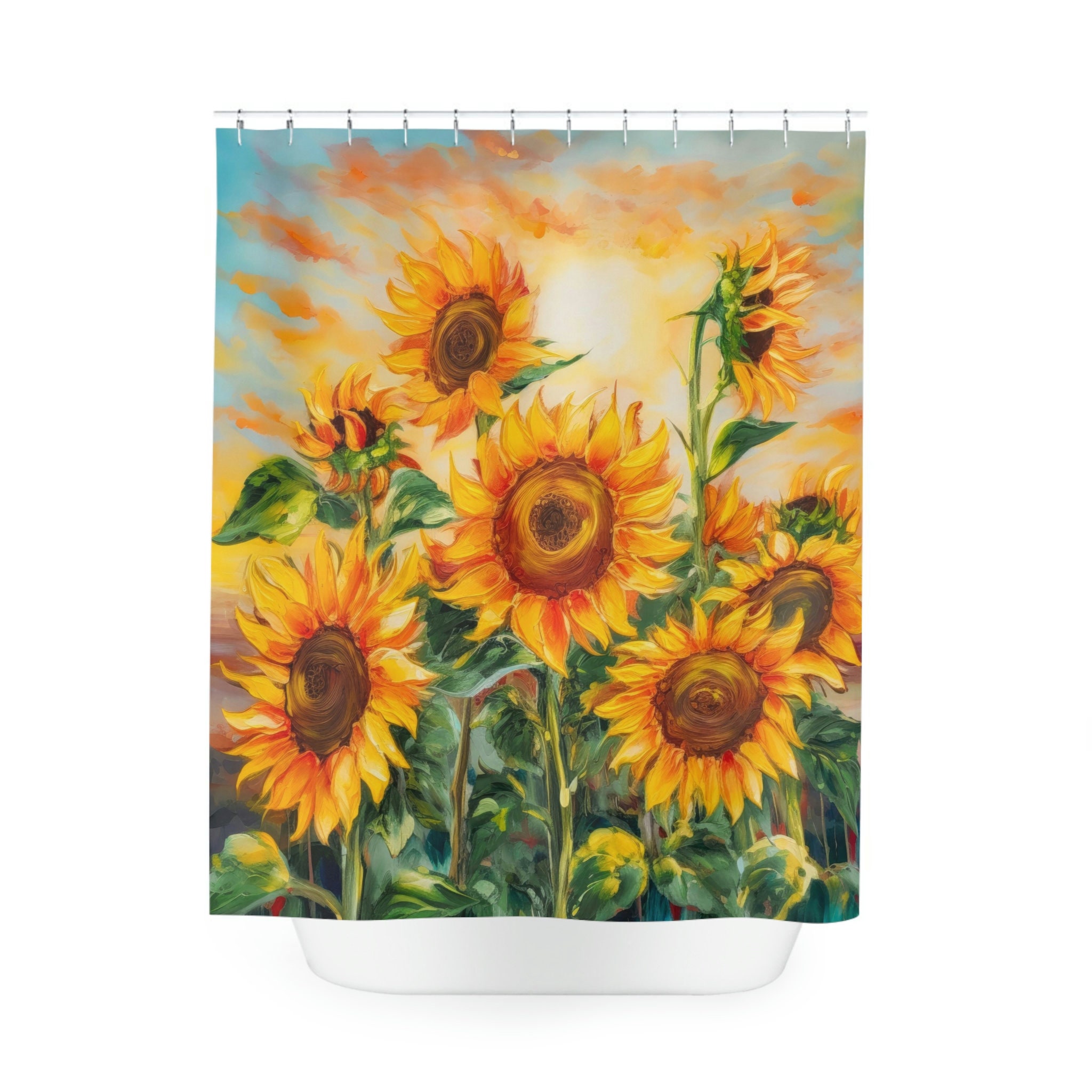 Vibrant Sunflower Field Kansas State Flower Shower Curtain for a Fiery Bathroom Decor