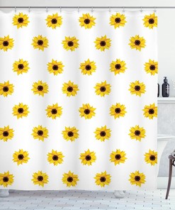 Vibrant Sunflower Pattern Shower Curtain For Simple Seasonal Bathroom Decor
