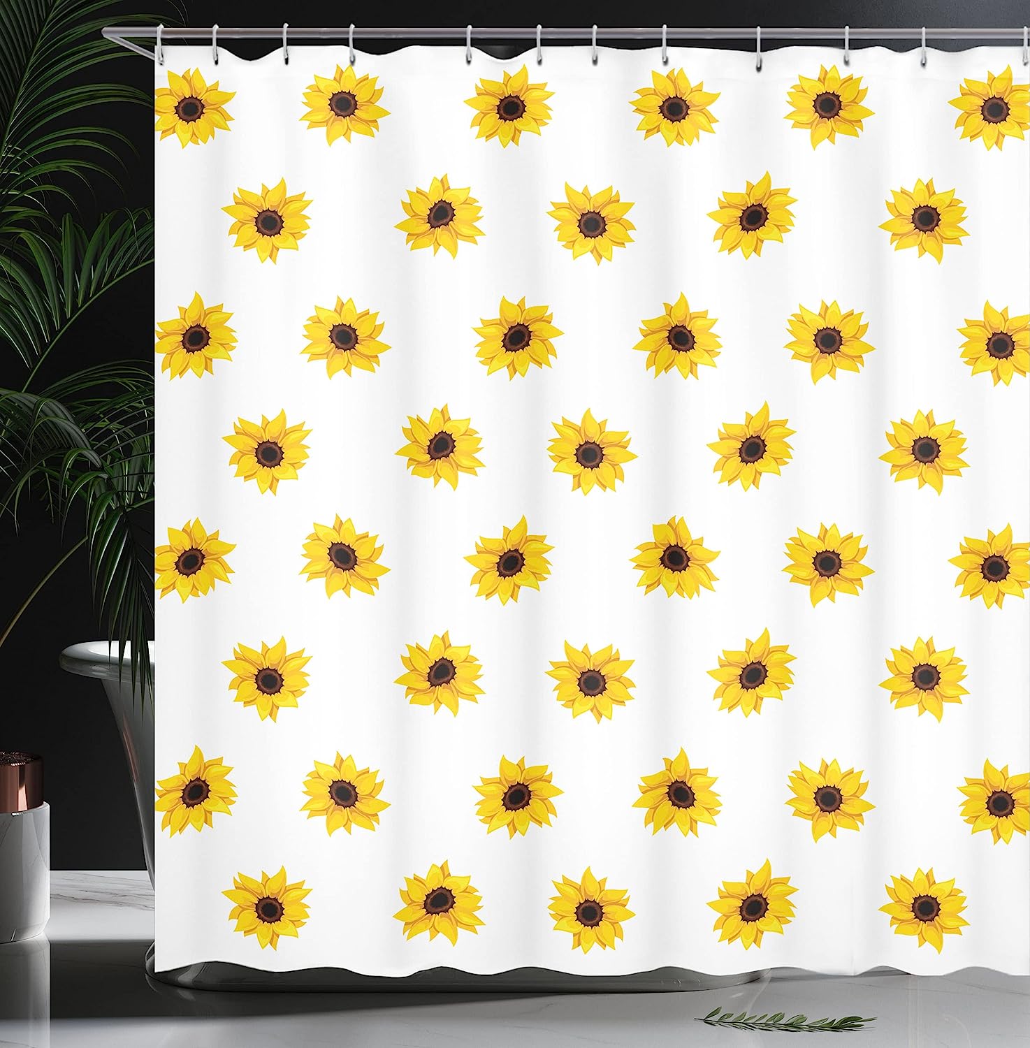Vibrant Sunflower Pattern Shower Curtain For Simple Seasonal Bathroom Decor - Image 3