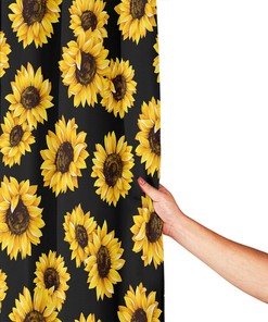 Vibrant Sunflower Yellow Flowers Pattern Waterproof Shower Curtain with Shower Hooks for Bathroom Decor