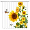 Vibrant Sunflowers and Butterfly Shower Curtain for Floral Bath Decor