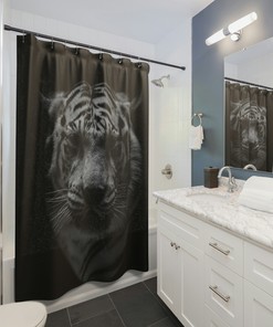 Vibrant Tiger Art Shower Curtain for Contemporary Bathroom Decor
