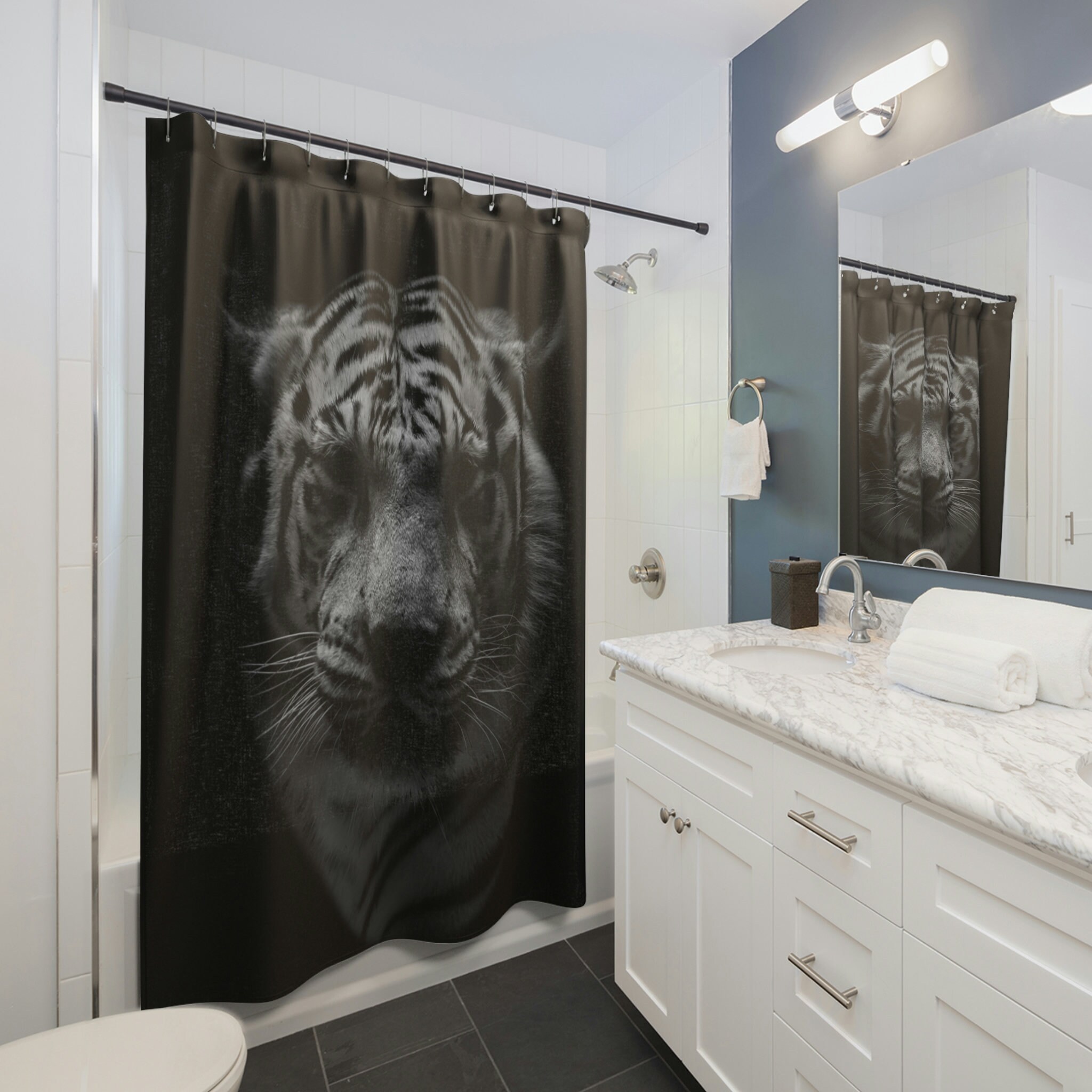 Vibrant Tiger Art Shower Curtain for Contemporary Bathroom Decor