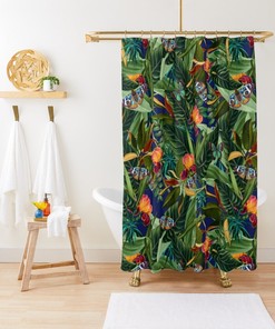 Vibrant Tropical Butterflies Shower Curtain