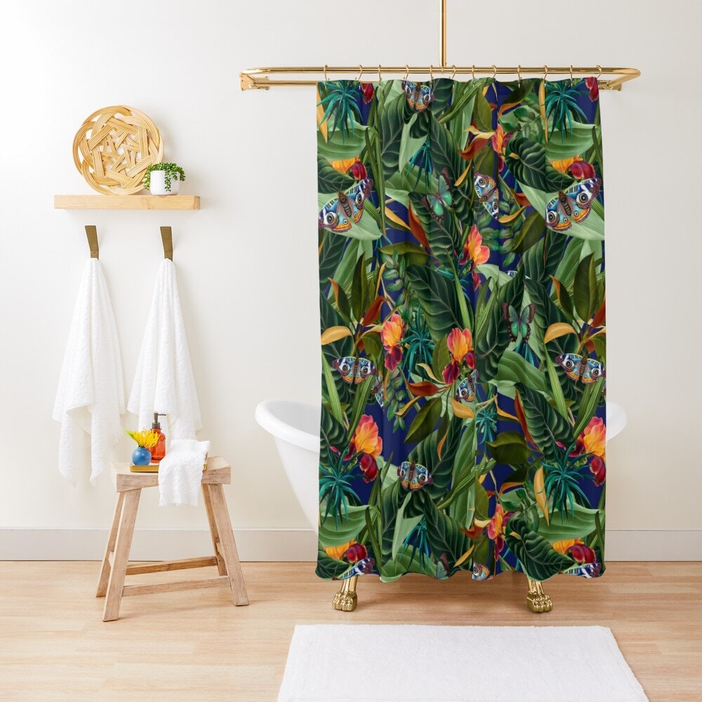 Vibrant Tropical Butterflies Shower Curtain