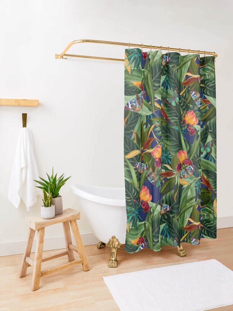 Vibrant Tropical Butterflies Shower Curtain