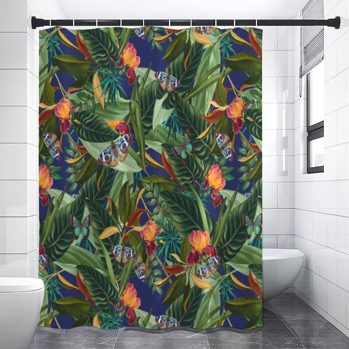 Vibrant Tropical Butterflies Shower Curtain