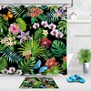 Vibrant Tropical Flower and Butterfly Print Shower Curtain for a Playful Bathroom