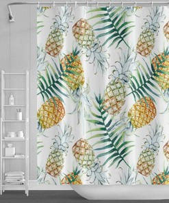 Vibrant Tropical Pineapple Shower Curtain for Bathroom Decor