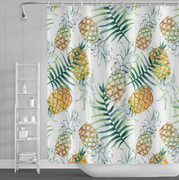 Vibrant Tropical Pineapple Shower Curtain for Bathroom Decor
