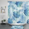 Vibrant Tropical Watercolor Palm Leaf Print Shower Curtain For Modern Bathroom Decor