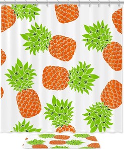 Vibrant White Background Pineapples Shower Curtain