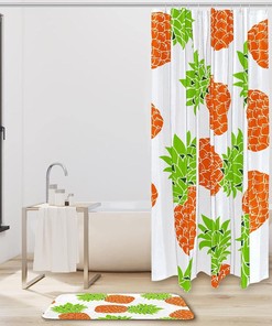 Vibrant White Background Pineapples Shower Curtain