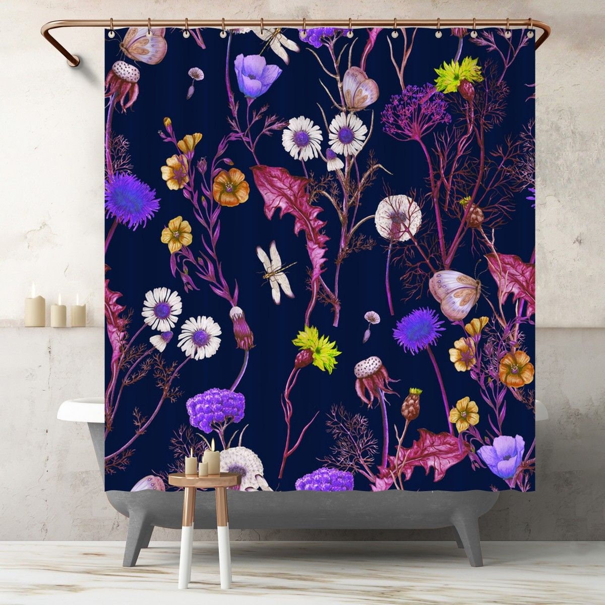 Vibrant Wildflower Shower Curtain - Beautiful Colorful Floral Bathroom Decoration