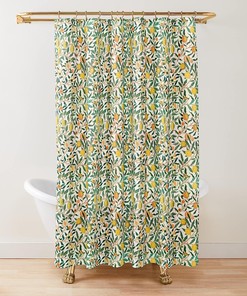 Victorian Inspired Fruit Pattern Shower Curtain - William Morris Bathroom Decor 