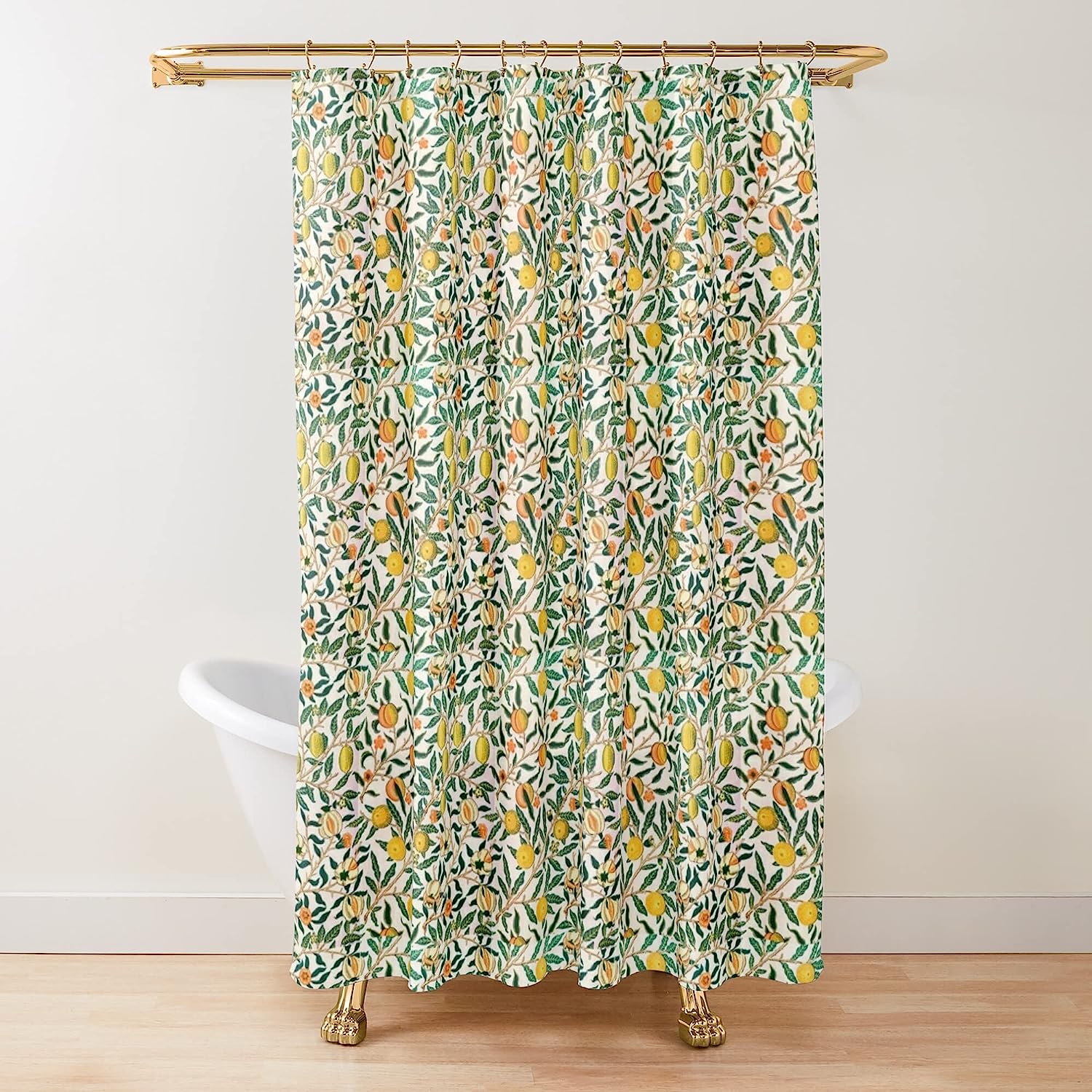 Victorian Inspired Fruit Pattern Shower Curtain - William Morris Bathroom Decor