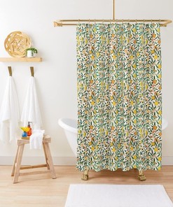 Victorian Inspired Fruit Pattern Shower Curtain - William Morris Bathroom Decor