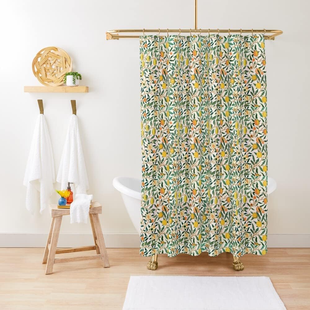 Victorian Inspired Fruit Pattern Shower Curtain - William Morris Bathroom Decor