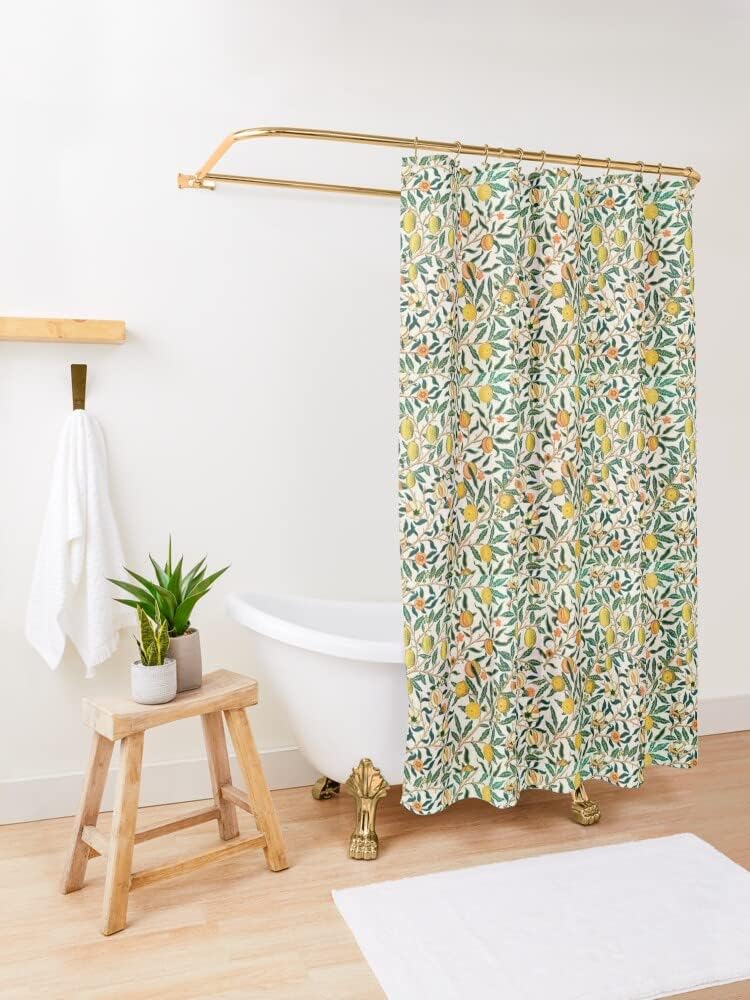 Victorian Inspired Fruit Pattern Shower Curtain - William Morris Bathroom Decor