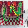 Video Game Castle With Dragon Fantasy World Medieval Illustration Shower Curtain - Cloth Fabric Bathroom Decors