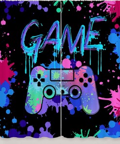 Video Game Controller Blackout Curtain - Cool Print Pattern For Boys Youth Teen Nursery Bedroom