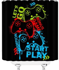 Video Game Controller Splash Colorful Shower Curtain for a Cool and Trendy Bathroom