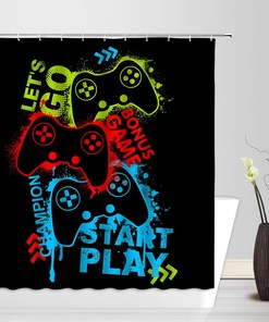 Video Game Controller Splash Colorful Shower Curtain for a Cool and Trendy Bathroom