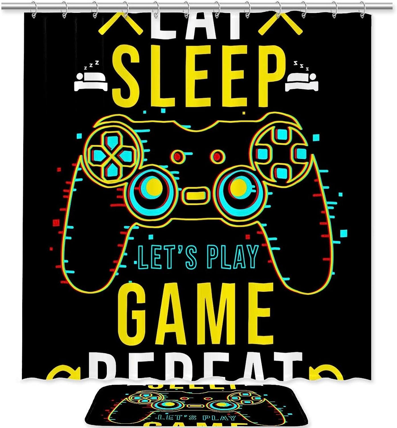 Video Game Controller Waterproof Bathroom and Shower Curtain