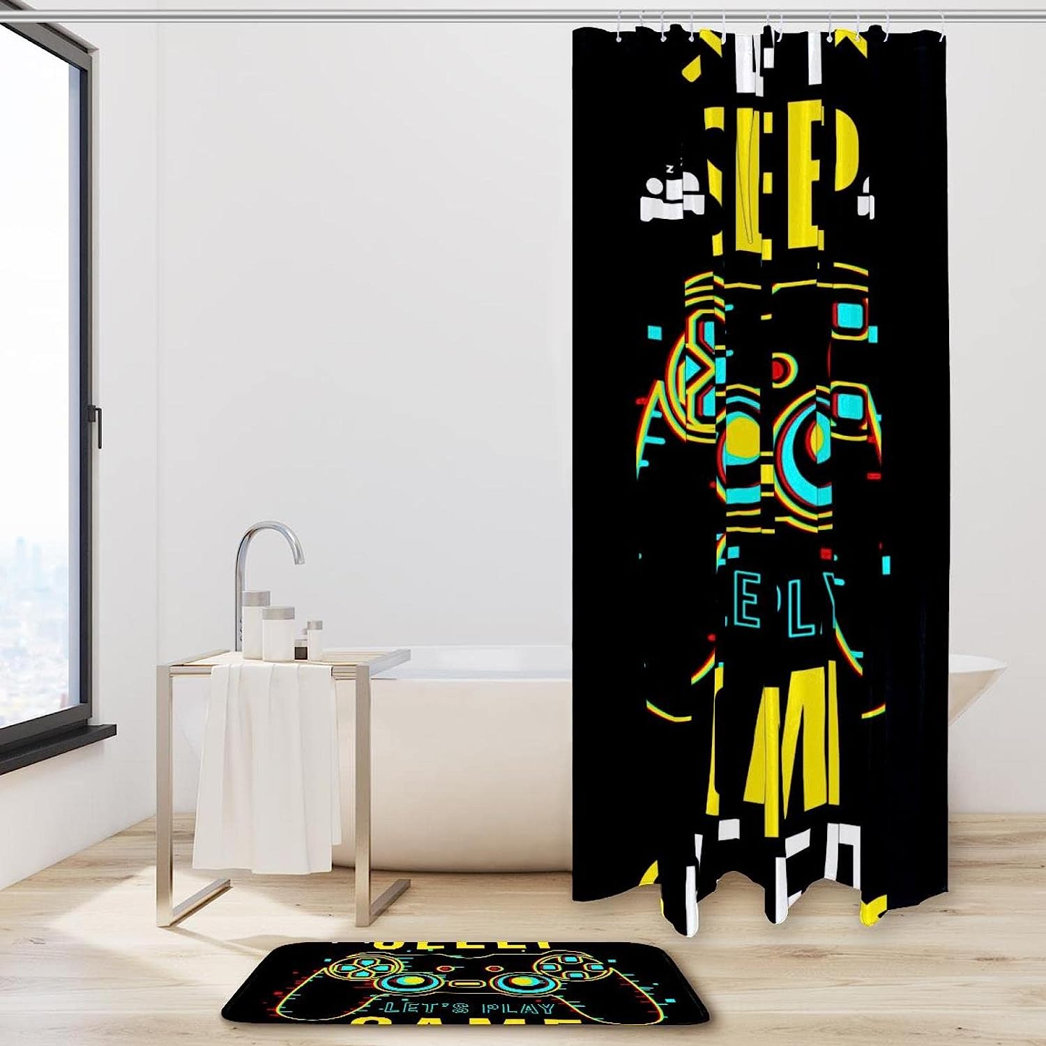 Video Game Controller Waterproof Bathroom and Shower Curtain