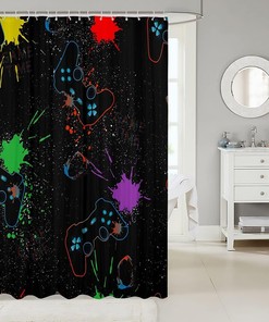 Video Games Controller Youth Gaming Gamepad Shower Curtain for Kids Boys Teens Room Decor