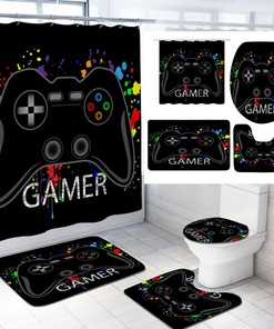 Video Games Gaming Designs for Your Boys Men Bathroom Gamer Shower Curtain