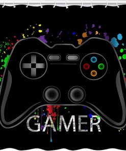 Video Games Gaming Designs for Your Boys Men Bathroom Gamer Shower Curtain