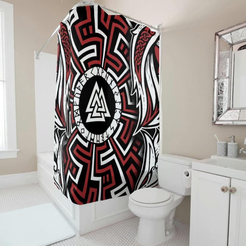 Viking Bath Decor Shower Curtain with Unique Design- Tubs White with Quick-Drying Feature