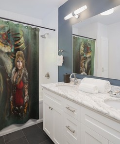 Viking Beauty Shower Curtain - HTTYD Inspired Fantasy Art Bathroom Decor